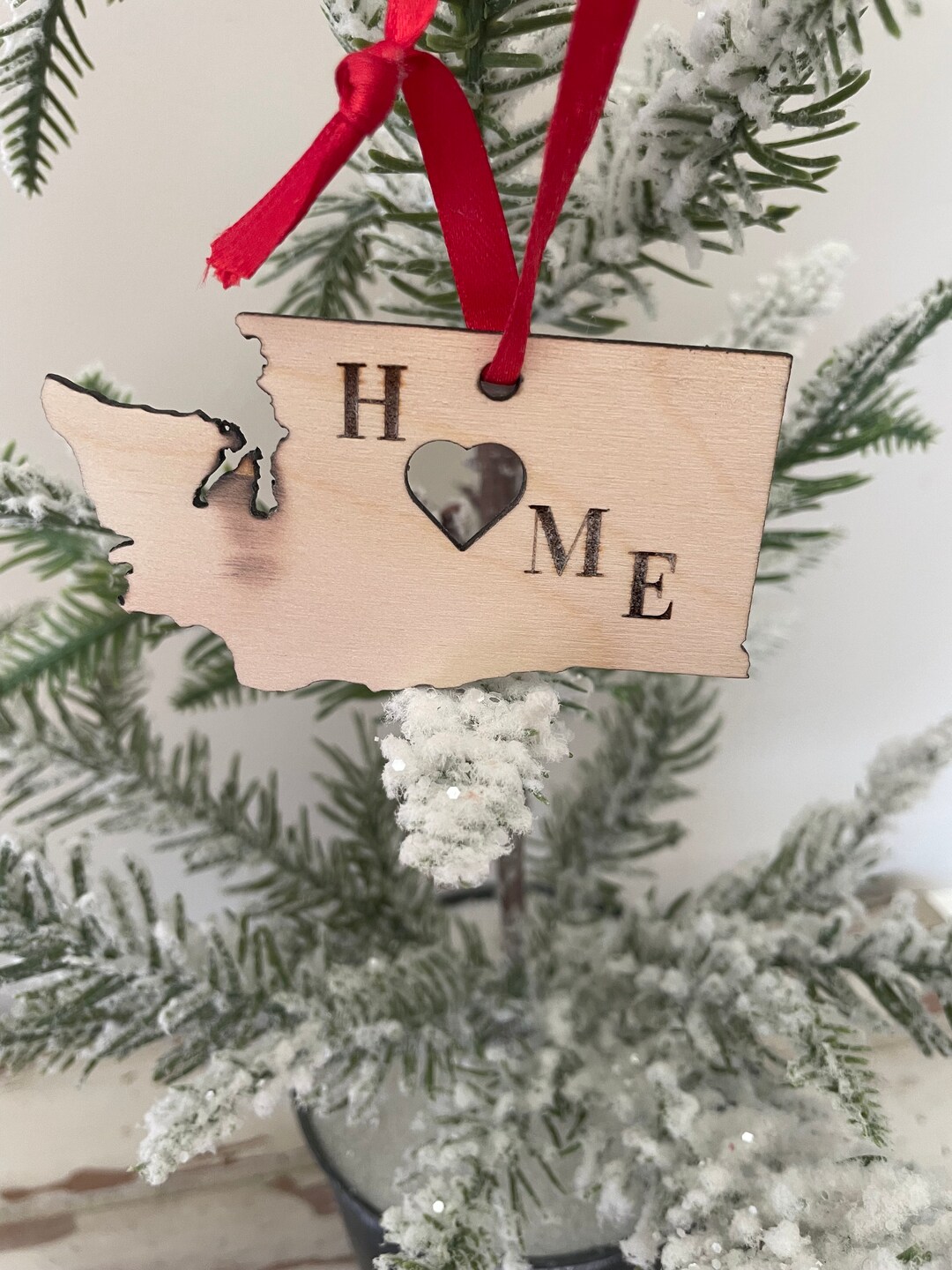 Washington HOME Ornament Laser Cut Wood Ornament, Washington Gift Tag ...