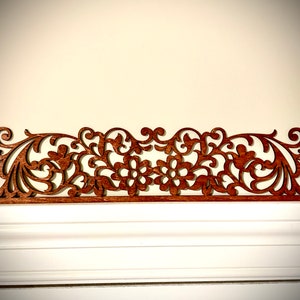 Floral window and door trim / molding accent / border decoration / header available in natural or 11 other finishes-Floral Style A Gunstock