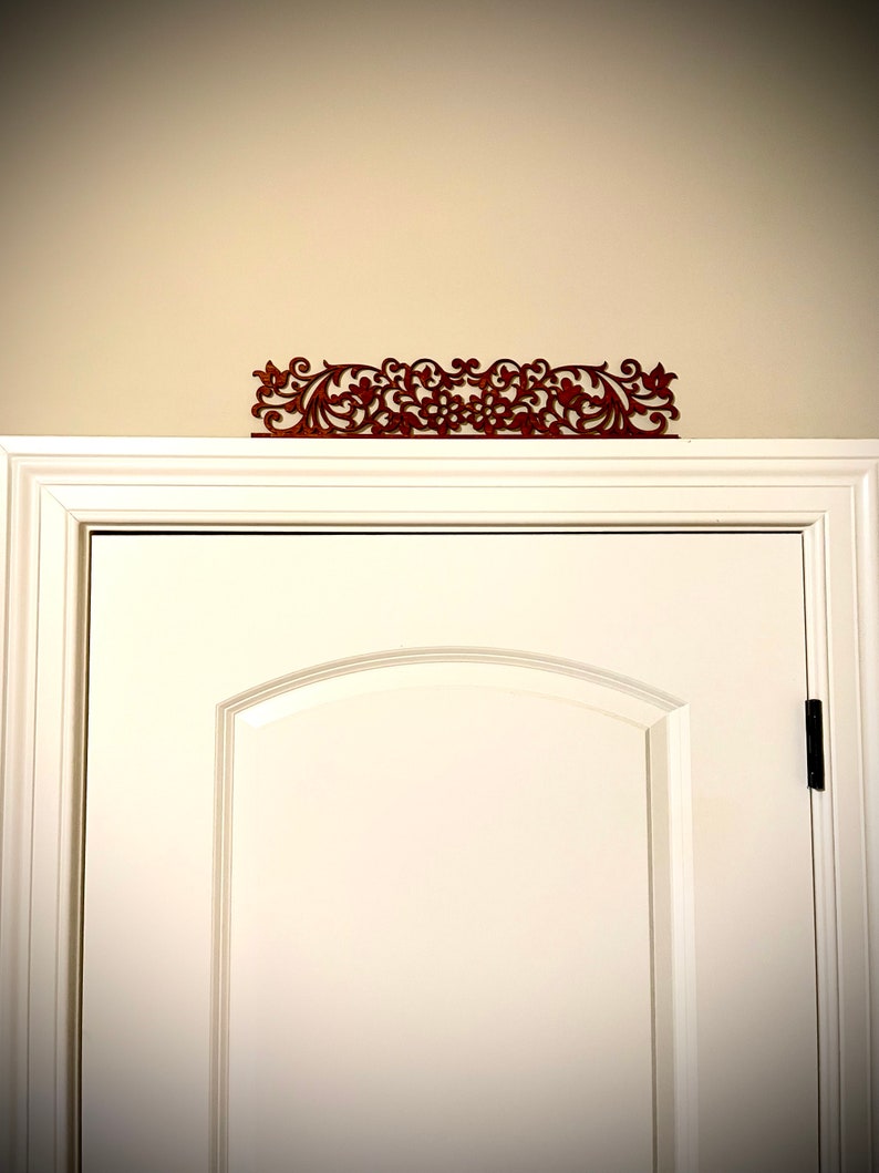 Floral window and door trim / molding accent / border decoration / header available in natural or 11 other finishes-Floral Style A image 4
