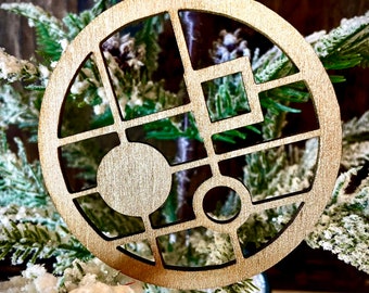 Boho Modern Art Deco geometry wood ornaments in bright gold or 14 other finishes-version A