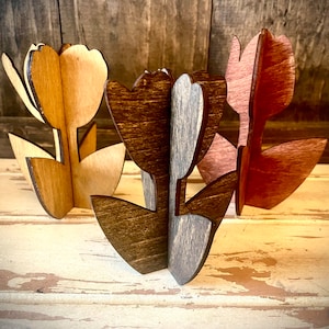 Tulips wooden tabletop decor available in 3 styles and 12 finishes  Great 3D effect.