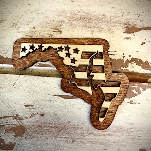 Maryland US Flag 2-layer state outline wood magnet laser cut available unfinished or 11 other finish choices