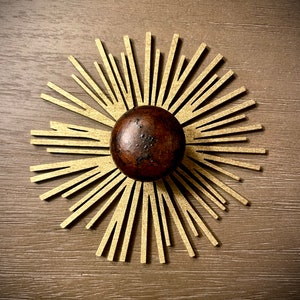 Boho Modern Frank Lloyd Wright-inspired Abstract Art Deco wood drawer knob or pull accent in natural or 14 other finishes.  2 pieces. Set AB