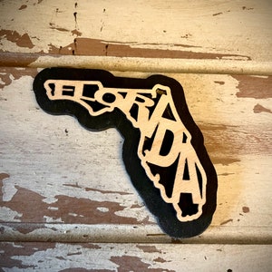 Florida word art 2-layer laser cut wood magnet available unfinished or 11 other finish choices