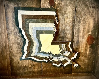 Louisiana Stacked State wood 3D table art, wall art, multi-color