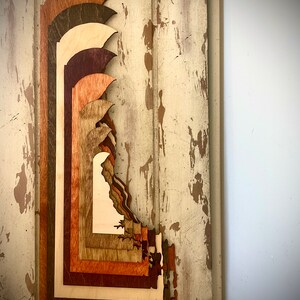Delaware Stacked State wood 3D table art, wall art, multi-color