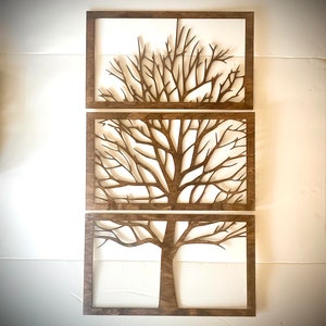 Tree wall art, 3 horizontal orientation intricate panels in multiple sizes and finishes, decor wall art original