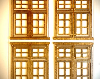 Craftsman art deco windows wood wall art, 4 panel in multiple sizes and finishes, decor wall art original