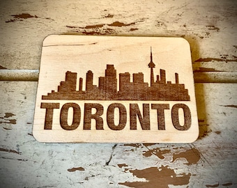 Magnet - Toronto Skyline Stadtbild. 3,5 "X 2,5" Holzmagnet.  Tolles Souvenir oder Erinnerungsstück aus deiner Lieblingsstadt.