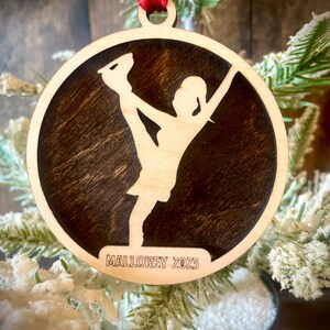 Figure Skating skater 2-layer personalized laser cut wood Christmas ornament, gift tag available unfinished or stained #3 of 10.