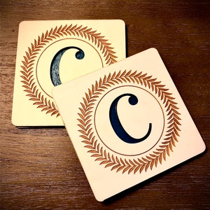 Coaster set,  monogram with accent color, monogrammed coaster set, custom coaster set, initial coaster set