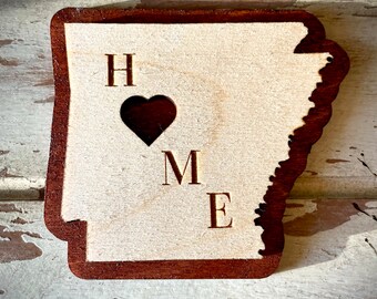 Arkansas HOME 2-warstwowy magnes drewniany