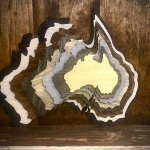 Australia stacked wood 3D table art, wall art, multi-color
