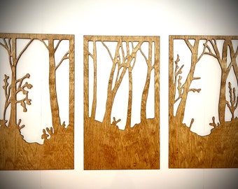 Tree landscape wall art, 3 panel set, available in multiple sizes and finishes