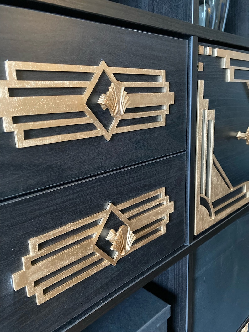 Boho Modern Art Deco wood drawer knob or pull accent available in 15 finishes.  2 pieces. Set A-Diamond