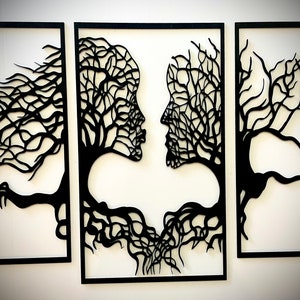 Tree wall art, 3 panel with man and woman, decor wall art original