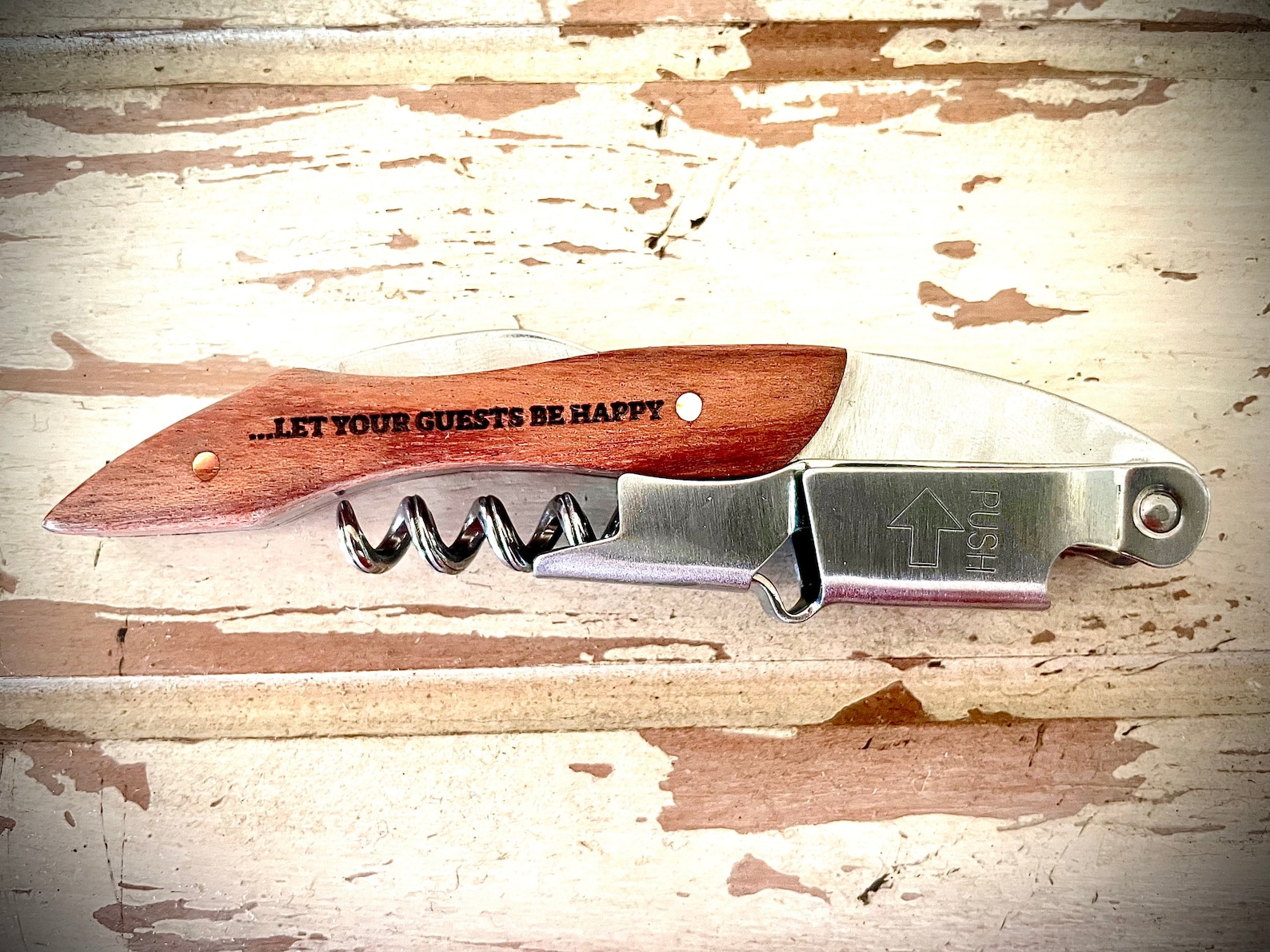 Custom Engraved Wood Wine Key Wine Opener Corkscrew Etsy