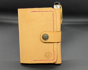 Prof. M's Pocket Notebook Cover with Pen Loop  - Natural with Tan Lining