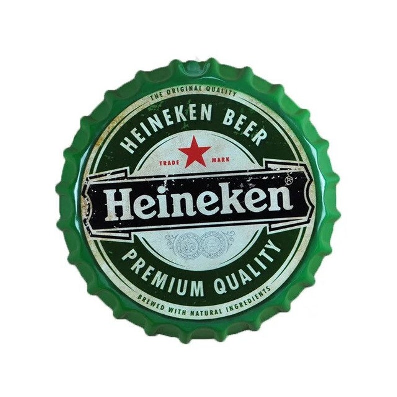 Vintage Heineken Beer Bottle Cap Sign Man Cave Home Bar Etsy
