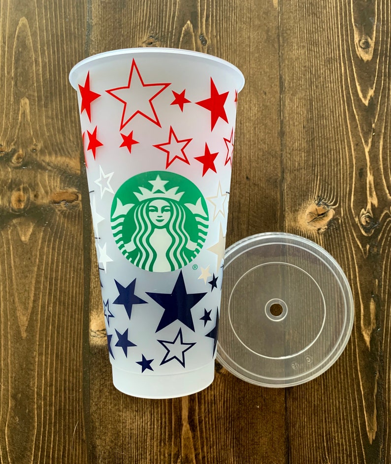 Fourth of July Reusable Starbucks Cup Red White and Blue Etsy