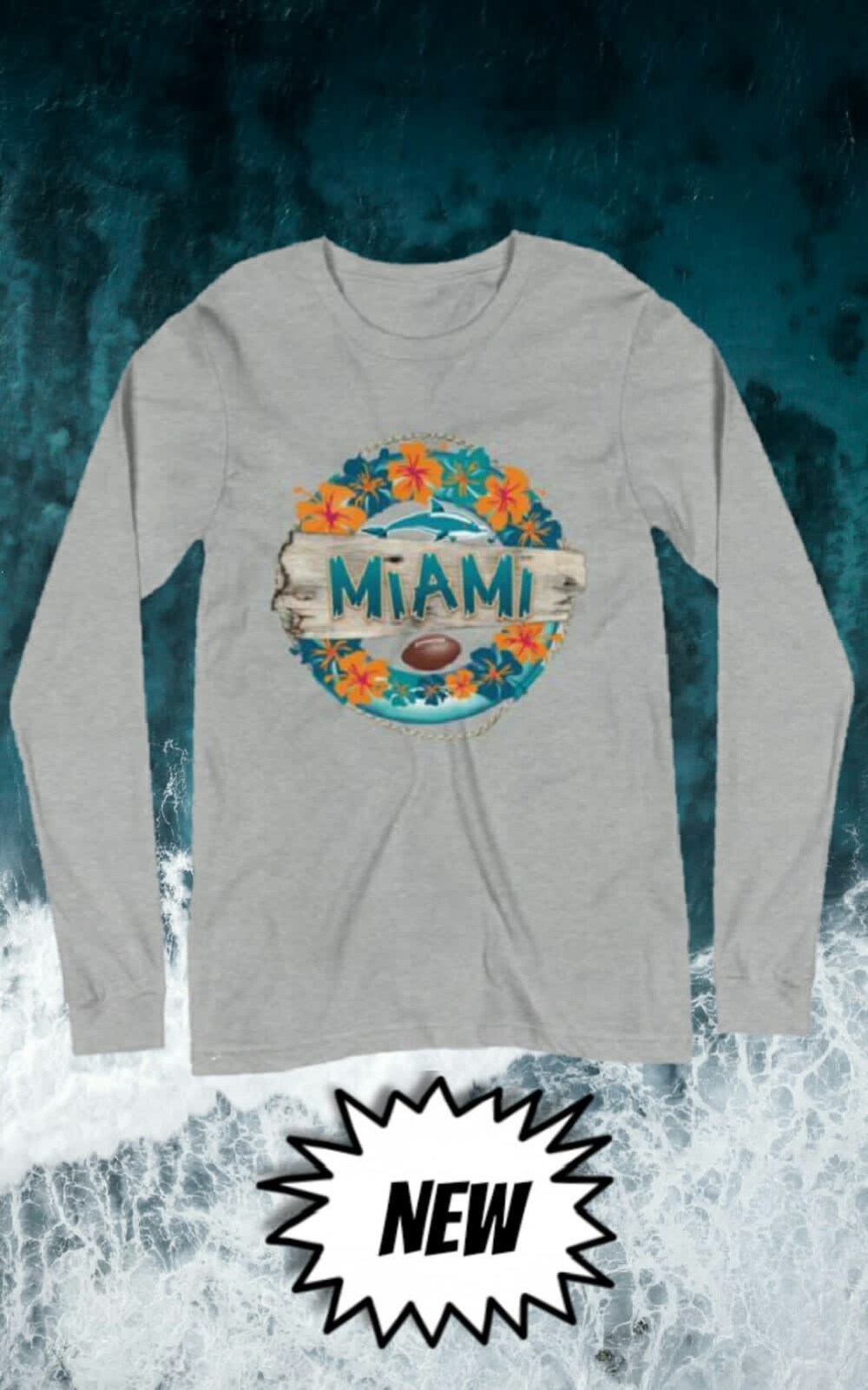Miami Dolphins Long Sleeve Shirt, Tua Tagovailoa Long Sleeve Shirt, "Aloha Miami" Long Sleeve Shirt