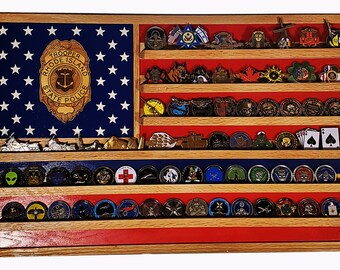 Rhode Island Trooper / Police Challenge Badge Coin Display 70-100 Coins TRAD