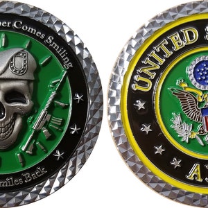 US Army When the death comes smiling Thank a soldier challenge coin 14