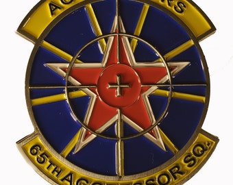 US Air Force 65th Aggressor Squadron Commemorative Challenge Coin 2 Inches wide 2.25 inches tall 179