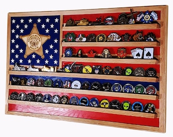 Idaho State Trooper State Police Challenge Coin Display Flag 70-100 Coins TRAD