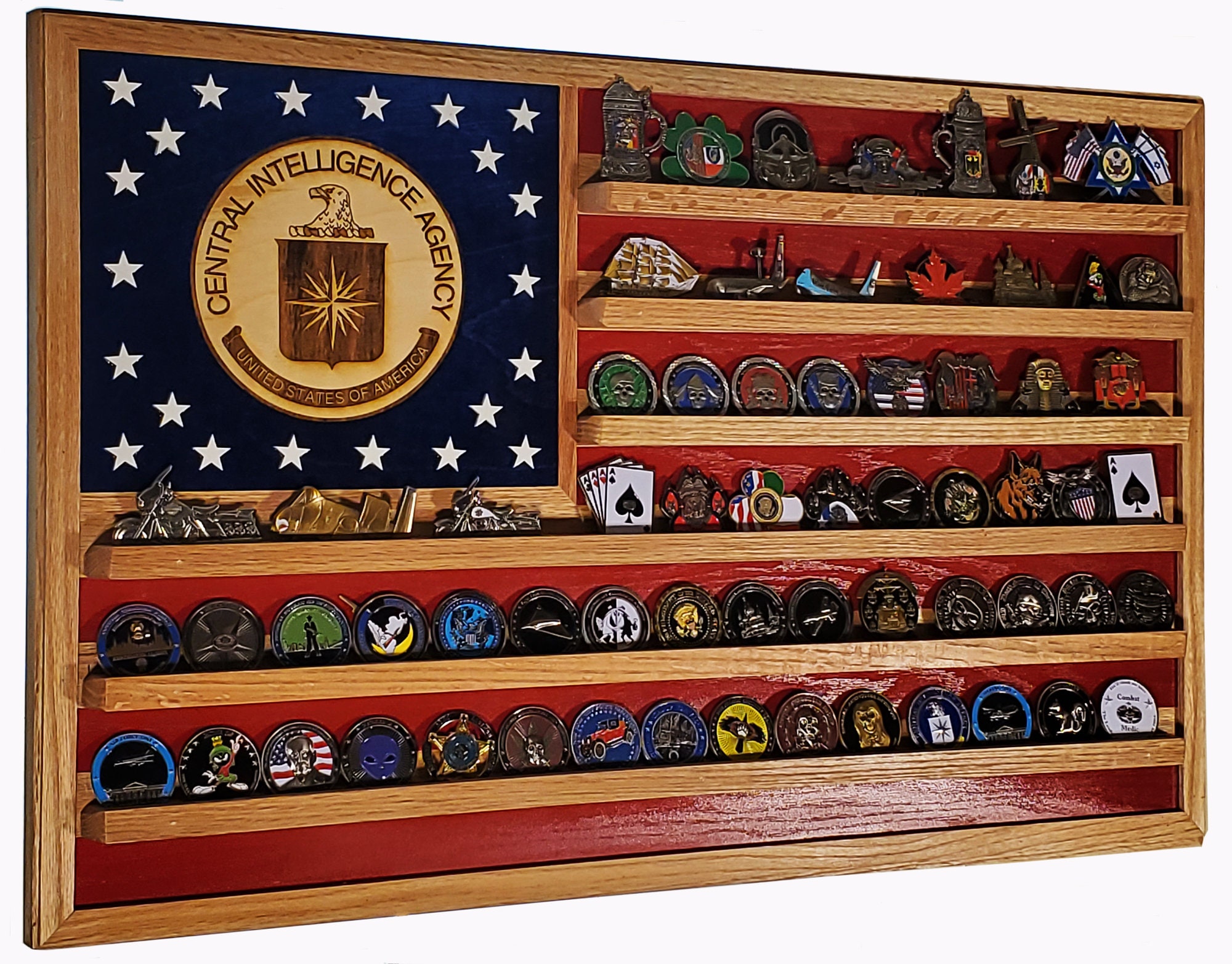 Central Intelligence Agency CIA Challenge Coin Display Flag