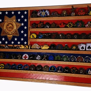 Nevada State Trooper / Police Challenge Coin Display Flag 70-100 Coins TRAD