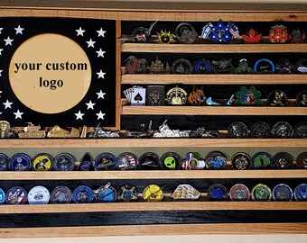 Custom Logo Challenge coin flag black stripes with Olive Drab Accent