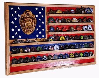 Alaska State Trooper State Police Challenge Coin Display Flag 70-100 Coins Police retirement farewell gift (TRAD)
