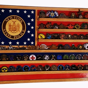New York State Trooper / Police Challenge Coin Display 70-100 Coins TRAD