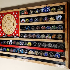 Dallas Texas Fire Department Challenge Coin Display Flag 36x20