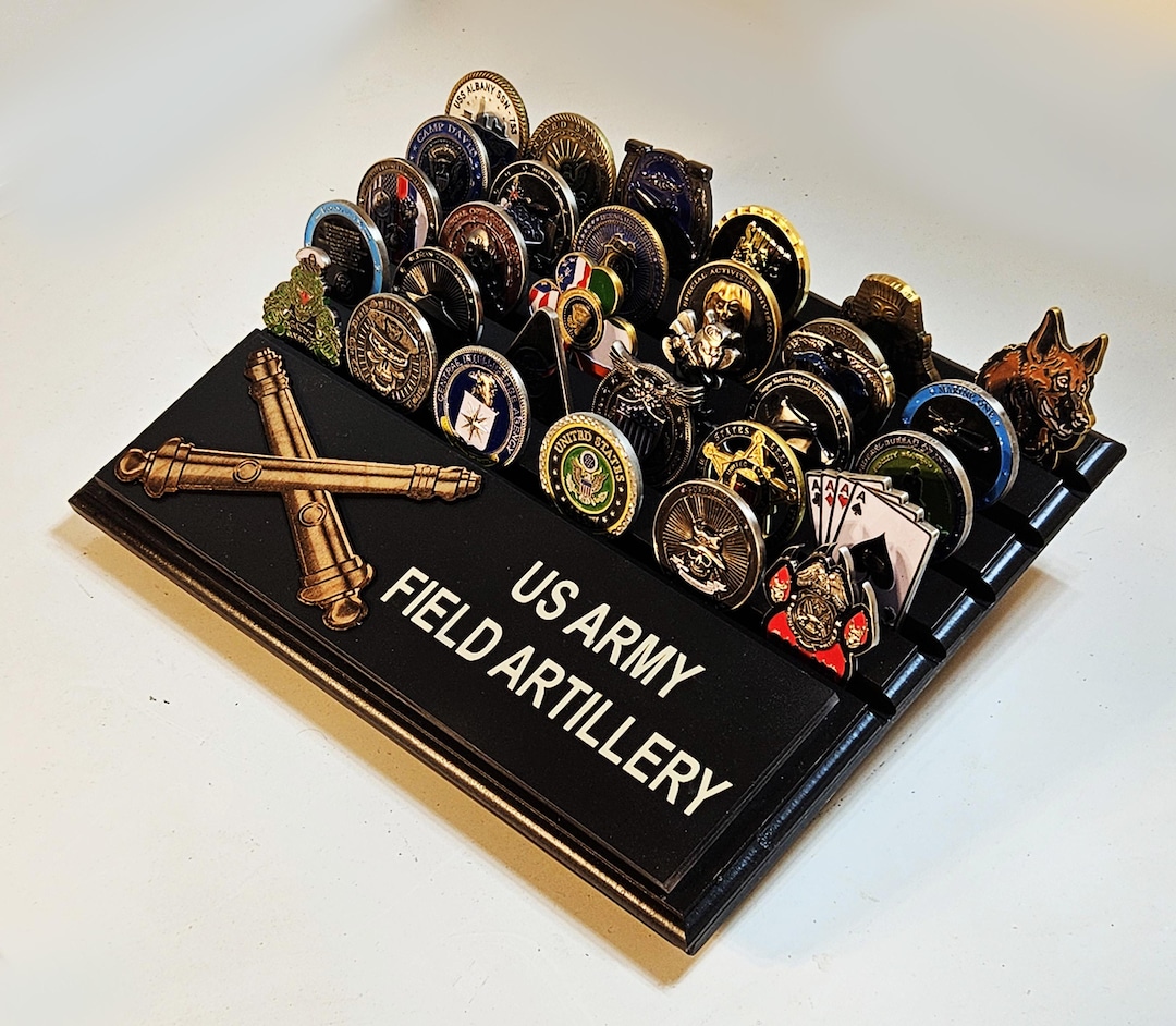 US Army Field Artillery Challenge Coin Display - Veteran Made - Etsy