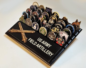 US Army Field Artillery Challenge Coin Display - Veteran Made