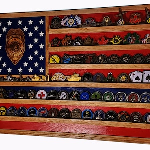 Missouri State Trooper / Police Challenge Coin Display Flag 70-100 Coins TRAD