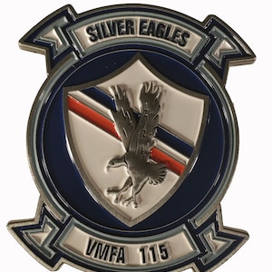 US Marines VFMA-115 Silver Eagles Commemorative Challenge Coin 2&quot; wide 2.25&quot; Tall 176