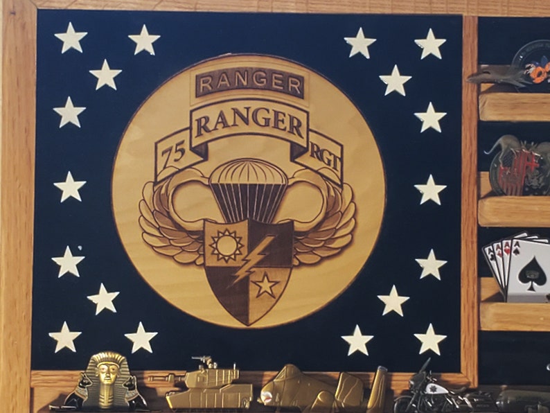 Handmade Oak Challenge Coin Display Flag: 75th Ranger Regiment - Etsy