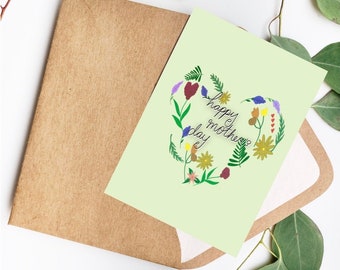 Happy Mother’s Day Floral Heart Card