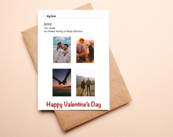 Valentinstag Karte oder Druck I Suchleiste mit Liebes-Definition und benutzerdefinierten Bildern I Geburtstagsgeschenk für Freund / Freundin / Mann / Frau