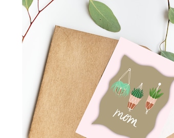 Mom Hanging Flowers Greeting Card