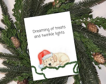 Puppy Christmas Card, Sleeping Dog Holiday Card, Holiday Card - Christmas Card- Holiday 2025