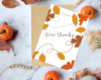 Give Thanks Thanksgiving Greeting Card I Fall Leaves