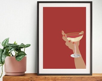 Champagner Liebhaber Wandbild I Chic Wanddekor I Wohnung Wanddekor I Rote Wanddekor I Girly Wanddekor I Rote Nägel I Prosecco Wanddekor