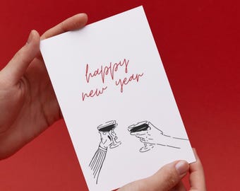 Happy New Year Card, 2026 New Year Card, Cheers to the New Year Greeting Card, Champagne Happy New Year Card, Holiday 2026