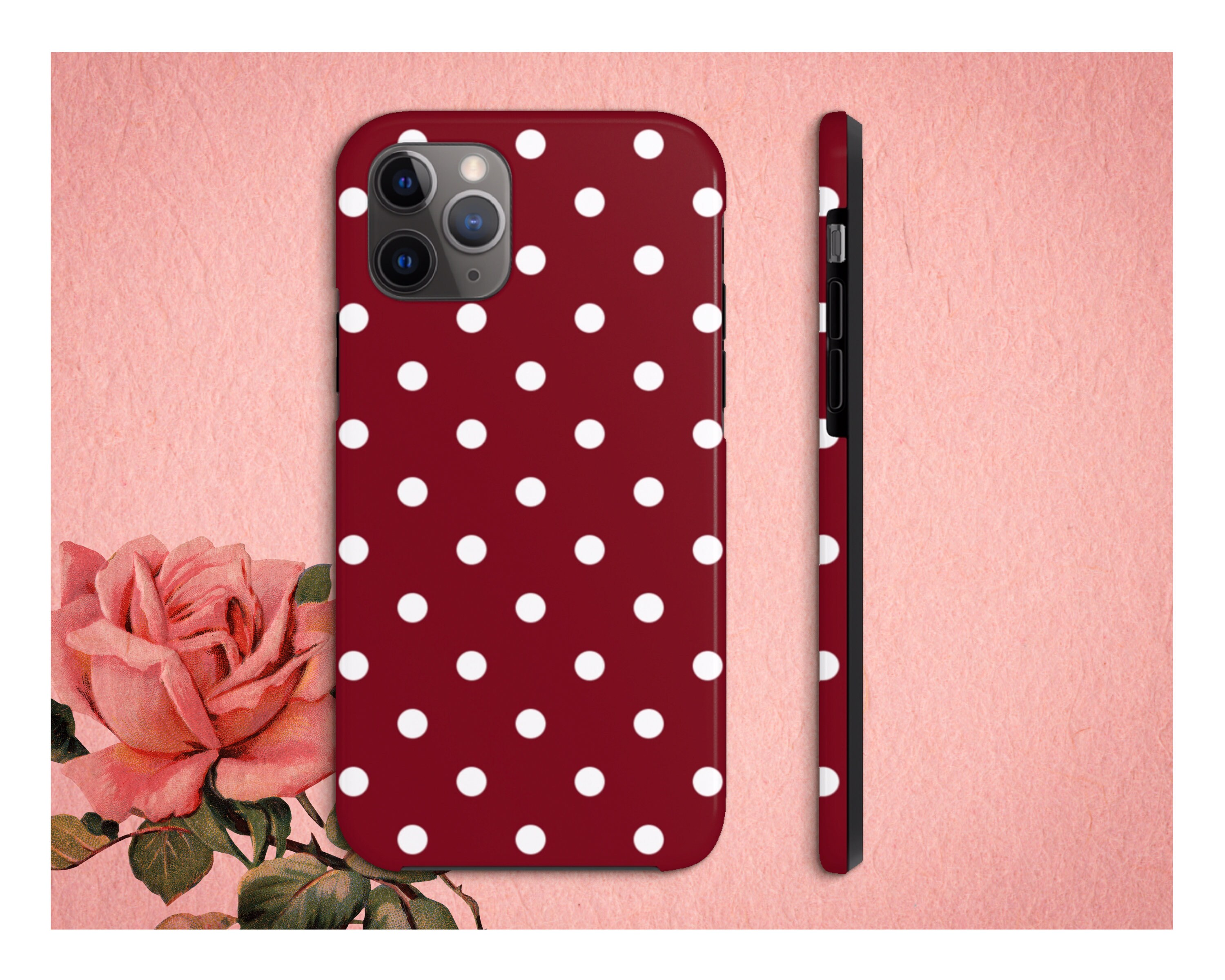 Red Polka Dot Phone Case Tough Case Retro Phone Case Retro Etsy