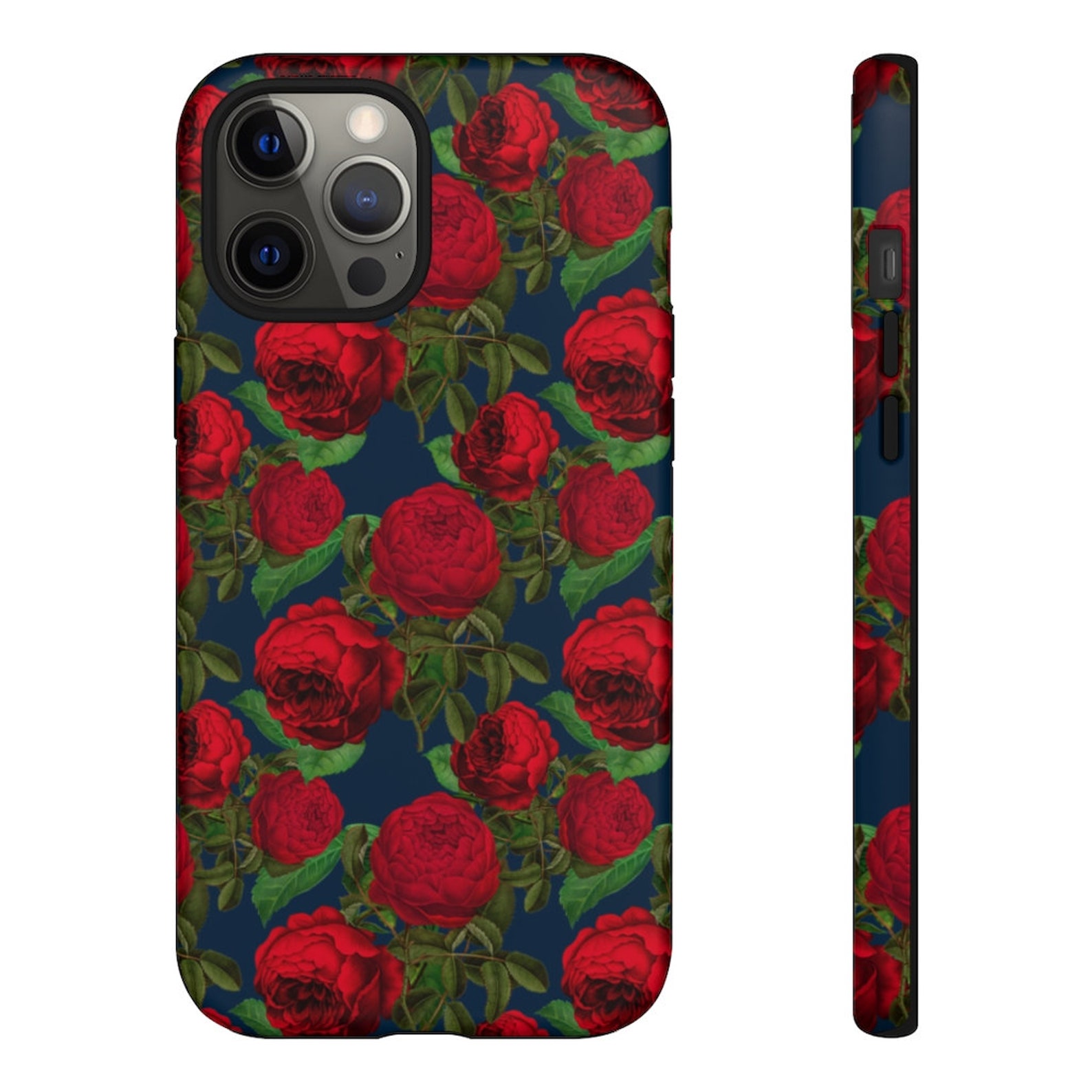 Navy and Red Rose Phone Case Retro Rose Phone Case Red Etsy