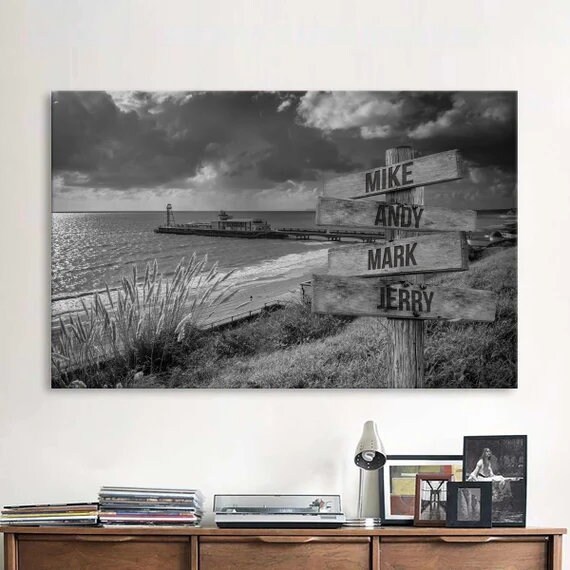 Custom Gift Personalized Beach Cloud Multiname Custom Canvas Wall Art